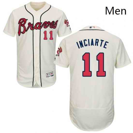Mens Majestic Atlanta Braves 11 Ender Inciarte Cream Flexbase Authentic Collection MLB Jersey